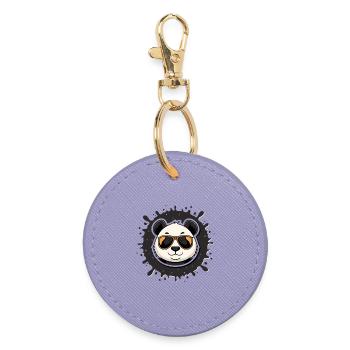 Panda chic glasses orange splash - Round Keyring - lavender - Front