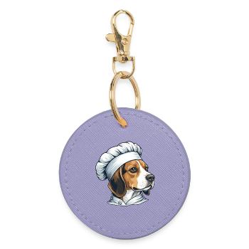 Beagle Koch – Lustiger Hunde Küchenchef - Runder Schlüsselanhänger - Lavendel - Vorne