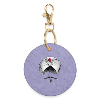 geheimnisvoller Turban mit männlichem Gesicht - Runder Schlüsselanhänger - Lavendel - Vorne