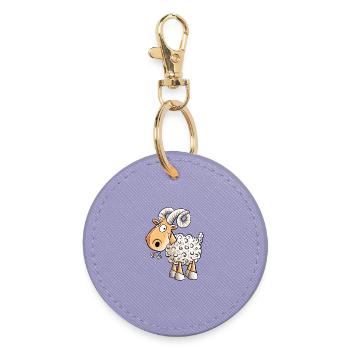 Happy Ram I Sheep Goat I Sheep - Round Keyring - lavender - Front