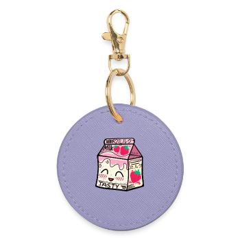 Pack de lait à la fraise kawaii - Porte-clés rond - lavande - Devant