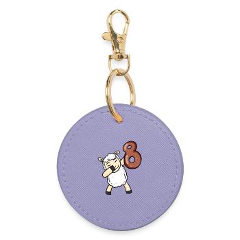 8 Years Children's Birthday Gift - Round Keyring - lavender - Front