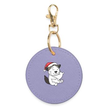 Katze Niedlich Ragdoll Müde Weihnachten - Runder Schlüsselanhänger - Lavendel - Vorne