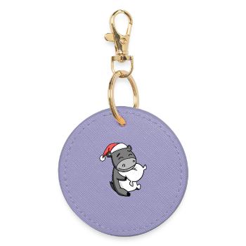Ass Cute Tired Sleeping In Christmas - Round Keyring - lavender - Front