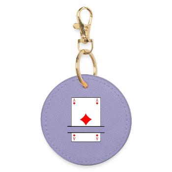 Carte à jouer as de carreau avec espace bannière - Porte-clés rond - lavande - Devant