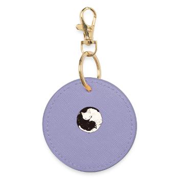 Yin and Yang Buddhism Graphic Cats Cat Holder - Round Keyring - lavender - Front
