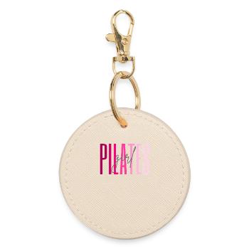 Pilates Girl Pink Fitness Gift - Round Keyring - oyster - Front
