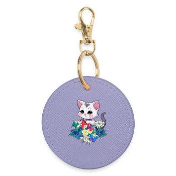 Spring Cats Cat Heart Tyrol Austria Child - Round Keyring - lavender - Front