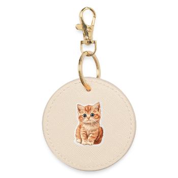Süsse Katze Kätzchen - Runder Schlüsselanhänger - Auster - Vorne