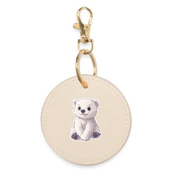 Polar Bear Illustration – Arctic Animal Motif - Round Keyring - oyster - Front