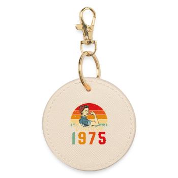 Original 1975 Vintage Retro Anniversary Gift - Round Keyring - oyster - Front