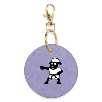Karate Schaf - Runder Schlüsselanhänger - Lavendel - Vorne