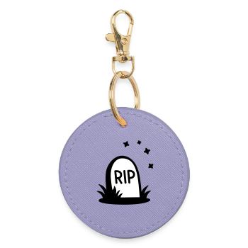 RIP Halloween Grabstein Silhouette - Runder Schlüsselanhänger - Lavendel - Vorne