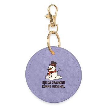 Kummer Schneemann Spruchdesign Weihnachten Santa - Runder Schlüsselanhänger - Lavendel - Vorne