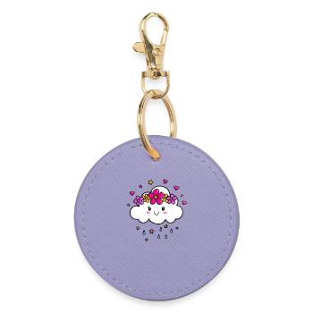 Cloud with flower crown - Round Keyring - lavender - Front