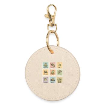 Frogs of happiness: funny quotes - Round Keyring - oyster - Front