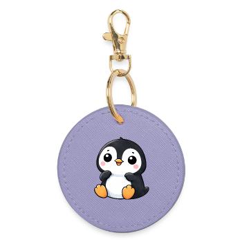 Süßer Pinguin Cartoon Seerose Lachen Freude - Runder Schlüsselanhänger - Lavendel - Vorne