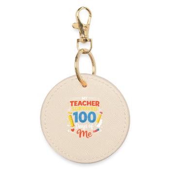 Teacher survives 100 days - Round Keyring - oyster - Front
