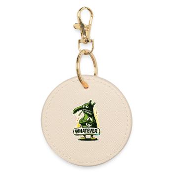 Grüner Monster Dino mit Whatever Attitüde - Runder Schlüsselanhänger - Auster - Vorne