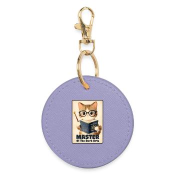 Witzige Katzenmeisterin der Dork-Künste - Runder Schlüsselanhänger - Lavendel - Vorne
