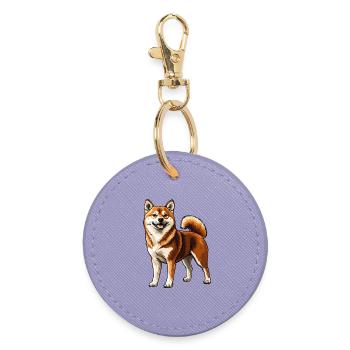 Shiba Inu Lächelnd - Runder Schlüsselanhänger - Lavendel - Vorne