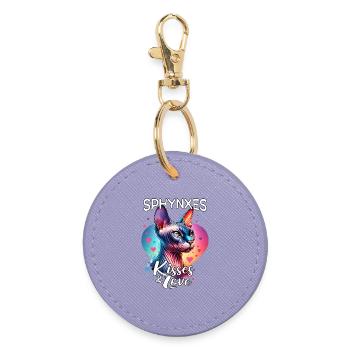 Sphynx Cat Love - Round Keyring - lavender - Front