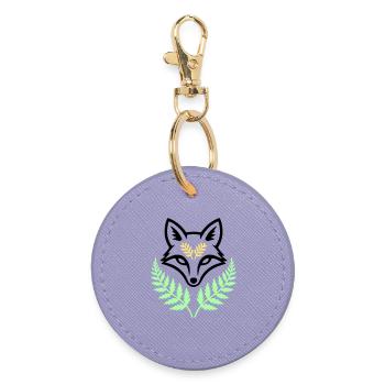 Fuchs Farn Pastell Wald Logo - Runder Schlüsselanhänger - Lavendel - Vorne