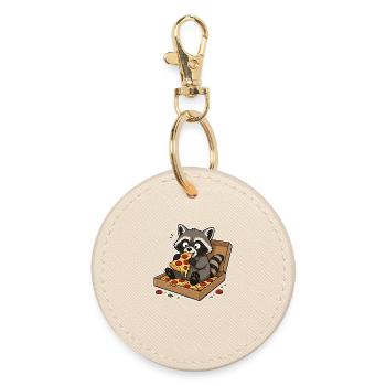 Pizza Raccoon Snackhero - Round Keyring - oyster - Front