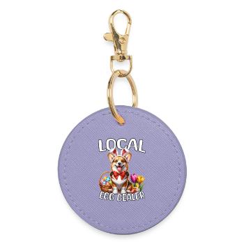 Local Egg Dealer Corgi - Round Keyring - lavender - Front