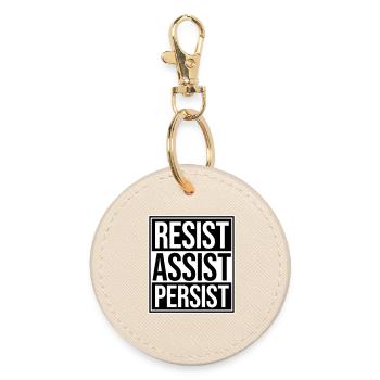 Resist Assist Persist Aktivismus Motivation Logo - Runder Schlüsselanhänger - Auster - Vorne