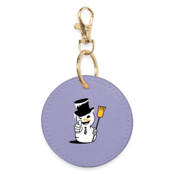 Cool snowman with thumbs up - Round Keyring - lavender - Front