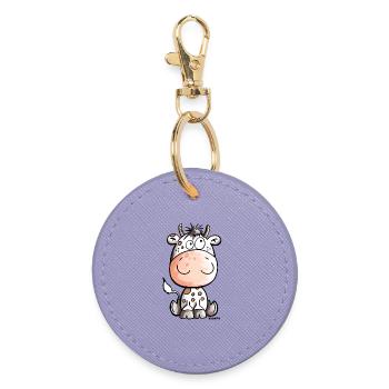 Funny Cow - Cows - Baby - Gift - Calf - Round Keyring - lavender - Front