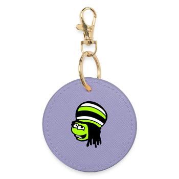 Frosch Reggae Musik Rasta Haare Mütze Jamaika Fun - Runder Schlüsselanhänger - Lavendel - Vorne