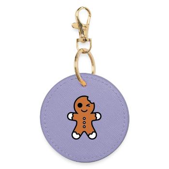 Funny bitten gingerbread man christmas - Round Keyring - lavender - Front