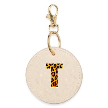 Leopard_Buchstabenmuster_ _T - Porte-clés rond - huître - Devant