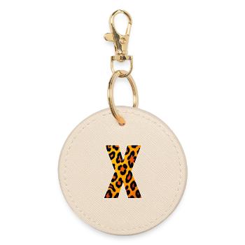 Motif Léopard X - Porte-clés rond - huître - Devant