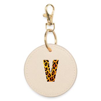 Leopard V Ornament Orange - Runder Schlüsselanhänger - Auster - Vorne