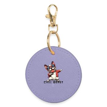 Chill Beast Bulldog - Runder Schlüsselanhänger - Lavendel - Vorne