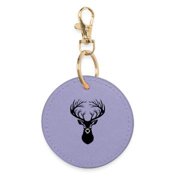 Hirschkopf Geweih Silhouette - Runder Schlüsselanhänger - Lavendel - Vorne