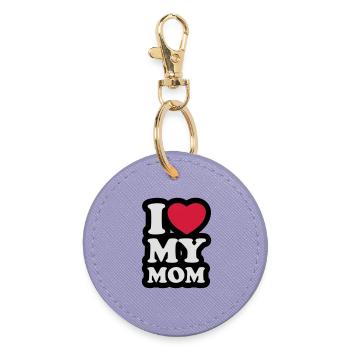 I love my mom - Ich liebe meine Mama - Runder Schlüsselanhänger - Lavendel - Vorne