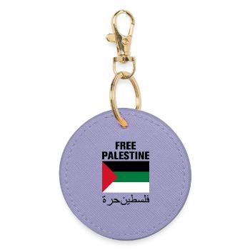 Freies Palästina mit Flagge - Runder Schlüsselanhänger - Lavendel - Vorne