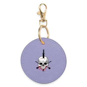 Skull pierced with sword and two blood - Round Keyring - lavender - Front