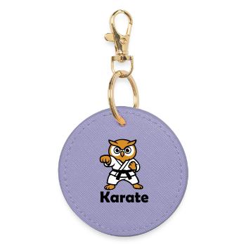 Hibou de karaté - Porte-clés rond - lavande - Devant