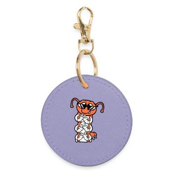 Caterpillar Middle Finger Insult Sunglasses Cool - Round Keyring - lavender - Front