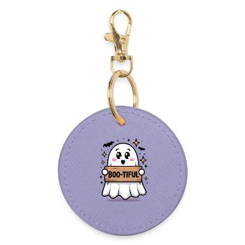 Cute Ghost Halloween Print - Round Keyring - lavender - Front
