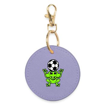 Frog Soccer Header Ball Playing Toad - Round Keyring - lavender - Front