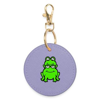 Frosch Kind Familie Papa Mama Huckepack Vatertag - Runder Schlüsselanhänger - Lavendel - Vorne