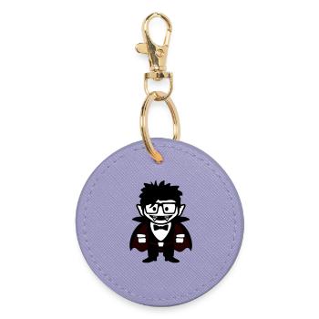 Vampire nerd drôle avec des lunettes et un nœud papillon - Porte-clés rond - lavande - Devant