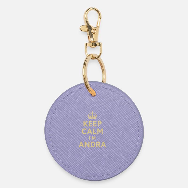 Keep_Calm_I m_Andra - Round Keyring - lavender