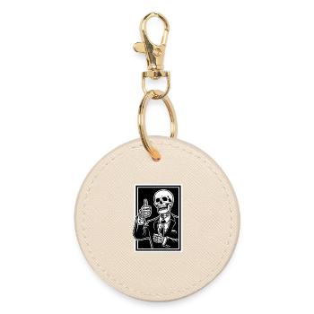 Skeleton in suit thumbs up - Round Keyring - oyster - Front